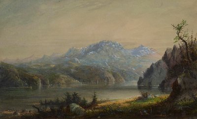 Lake and Mountain Scene by Alfred Jacob Miller