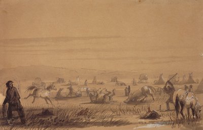 Reaching Camp, Removing the Saddles, c.1837 by Alfred Jacob Miller