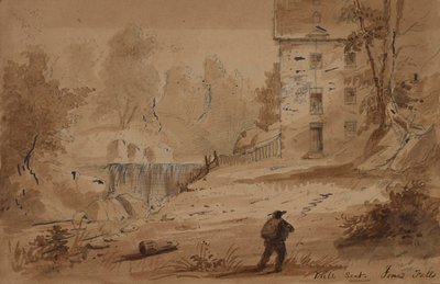View of a House and Falls by Alfred Jacob Miller