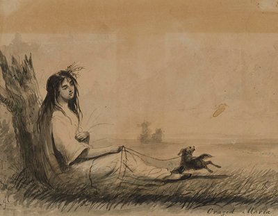 Women Reclining with Leashed Dog (from Laurence Sterne, A Sentimental Journey, 1768) by Alfred Jacob Miller