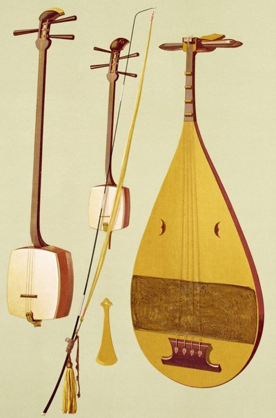 A shamisen, a kokyu and a biwa, Japanese, from 