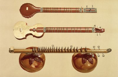 Two sitars and a rudra vina, Indian, from 