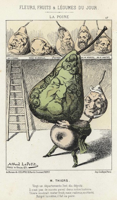 La Peire: Cartoon on Thiers - illustration from 14/02/1871 by Alfred Le Petitty, in 