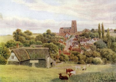 The Church on the Hill, Kersey, Suffolk by Alfred Robert Quinton