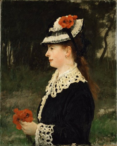 Woman with Red Poppies by Alfred Roll