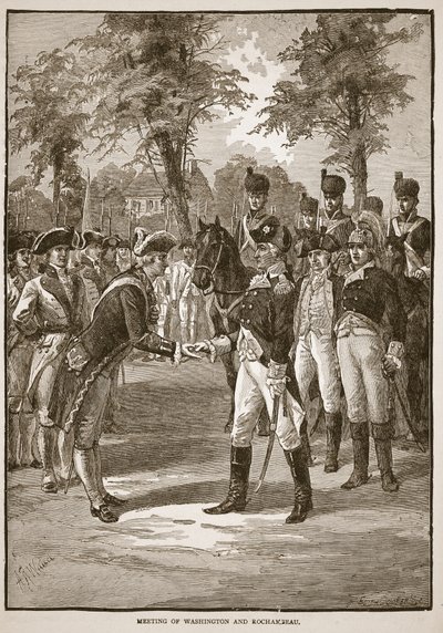 Meeting of Washington and Rochambeau by Alfred Rudolph Waud