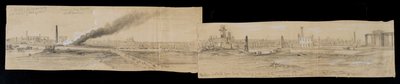 Northern district from the Erie Street Bridge, looking east, during the Chicago Fire of 1871 by Alfred Rudolph Waud