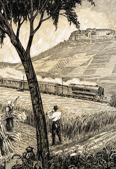 German Railways - Train in Countryside in Freyburg by Alfred Seckelmann