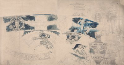 Designs for a Ceiling and Interiors by Alfred Emile Stevens