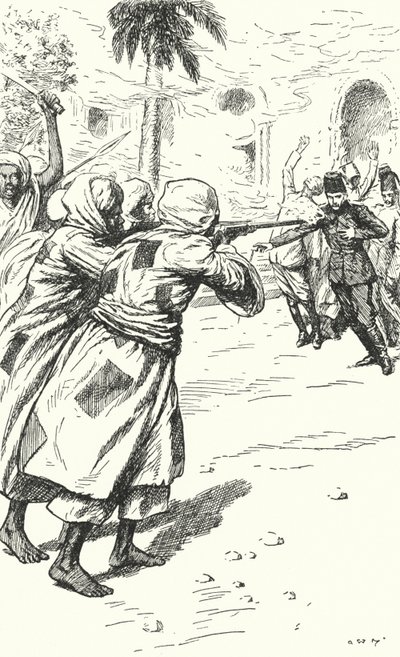 Murder of General Charles George Gordon by the Mahdists, Khartoum, Sudan, 1885 by Alfred Wallis Mills