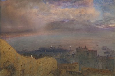 View of the Bay of Naples with Vesuvius, Smoking, in the Distance Evening, 1871 by Alfred William Hunt