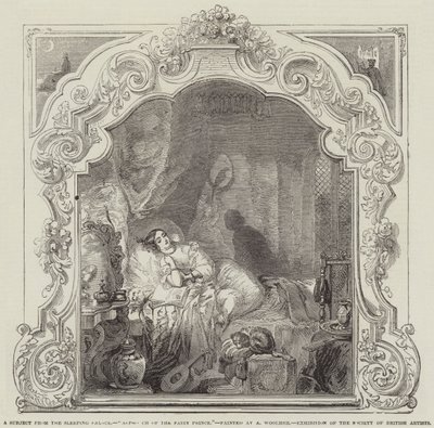 A Subject from the Sleeping Palace, Approach of the Fairy Prince, Exhibition of the Society of British Artists by Alfred Woolmer