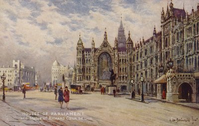 Houses of Parliament and the Statue of Richard Coeur de Lion by Alfred de Breanski