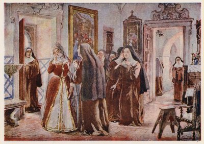 Maria Francisca of Savoy, Queen of Portugal, in the Convent of Our Lady of Hope, Lisbon by Alfredo Roque Gameiro