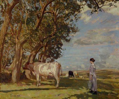 Summer Mornings, A Milk Maid and Cattle by Algernon Mayow Talmage