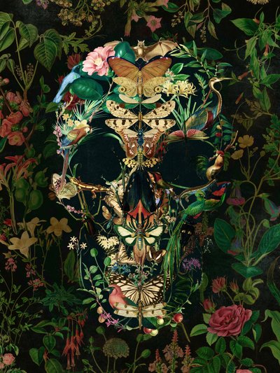 Dark Botanical Skull by Ali Gulec