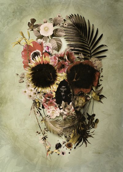 Vintage Floral Skull by Ali Gulec
