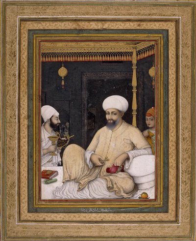 Sultan Ibrahim Adil Shah II Venerates a Sufi Saint, Bijapur, ca 1620-30 by Ali Riza