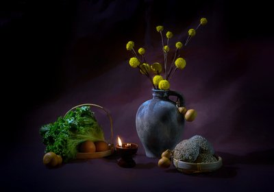 Candlelight Harvest Still Life by Alice Sheng