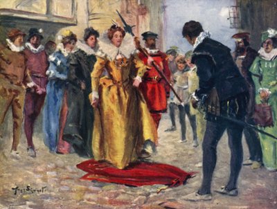 Raleigh Stripped off his Gay Cloak and Laid it Across the Miry Patch by Allan (after) Stewart