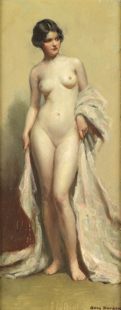 Standing Nude with Robe by Allan Douglas Davidson