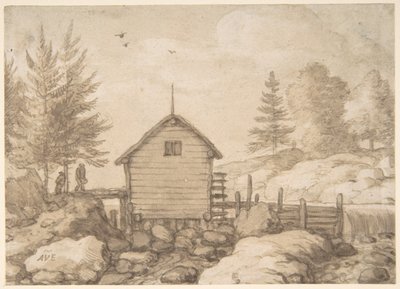 A Mill on Rocks in a River in Norway by Allart van Everdingen