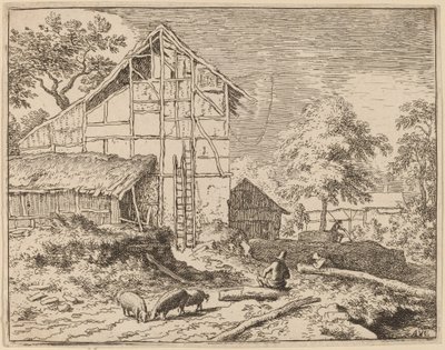 Cottage with Two Ladders by Allart van Everdingen