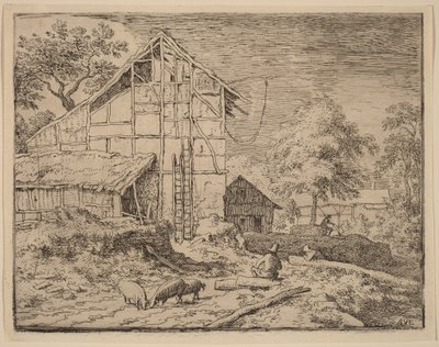 Cottage with Two Ladders by Allart van Everdingen