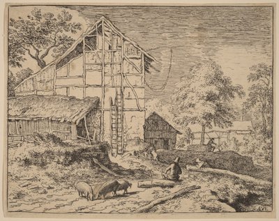 Cottage with Two Ladders by Allart van Everdingen