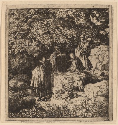 Four Figures under a Tree, probably c. 1645-1656 by Allart van Everdingen