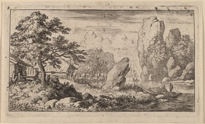 Pointed Boulder at the Bank of a River by Allart van Everdingen