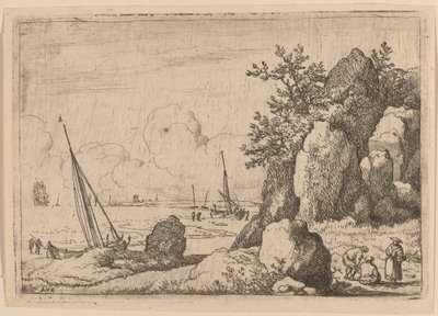 Seascape with Three Figures to the Right by Allart van Everdingen