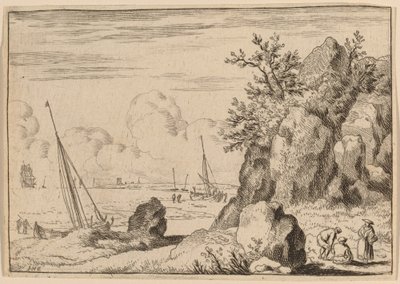 Seascape with Three Figures to the Right by Allart van Everdingen