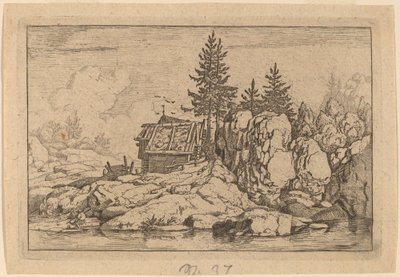 Two Fir Trees near Cottages by Allart van Everdingen