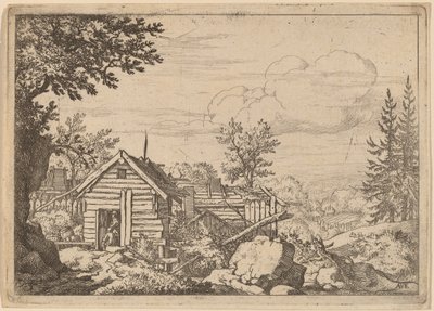Two Men in the Doorway of a Hut, probably c. 1645-1656 by Allart van Everdingen