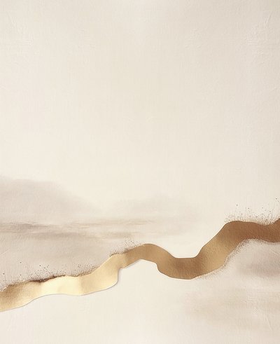 Golden Abstract Landscape by Alma
