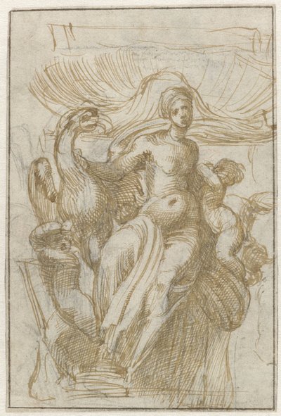 Leda or Venus (?) with bird and putti in front of a shell by Alonso Berruguete