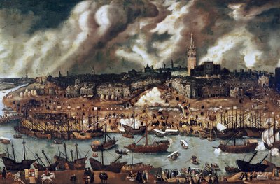 An Expedition Setting Out from Seville for America in 1498 by Alonso Sanchez Coello