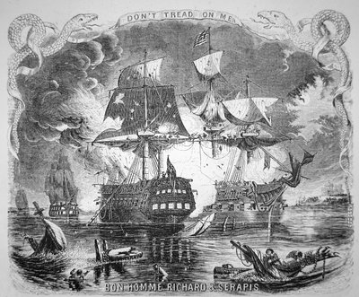 John Paul Jones, commanding the Bonhomme Richard, defeats HMS Serapis on 23rd September 1779 by Alonzo (after) Chappel
