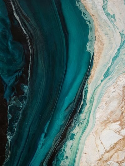 Fluid Teal Gold Marble by Alpenglow Workshop