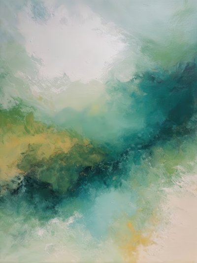 Teal Green Abstract Flow by Alpenglow Workshop