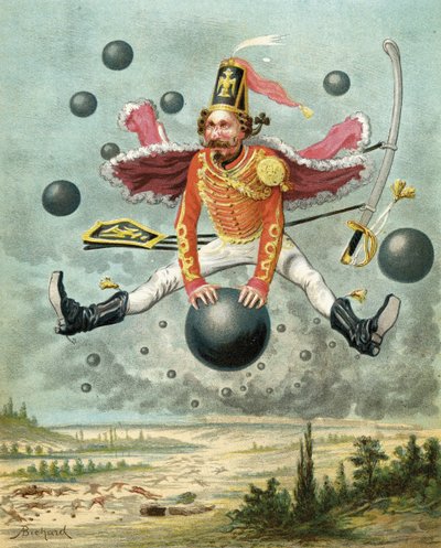 Baron Munchausen Riding a Cannonball During the Fight with Tippoo, from 