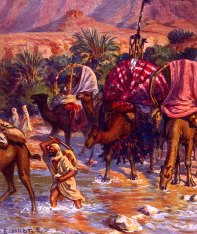 Group of Arab Nomads in the desert by Alphonse Etienne Dinet