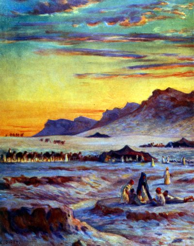 Group of Arab Nomads in the desert by Alphonse Etienne Dinet