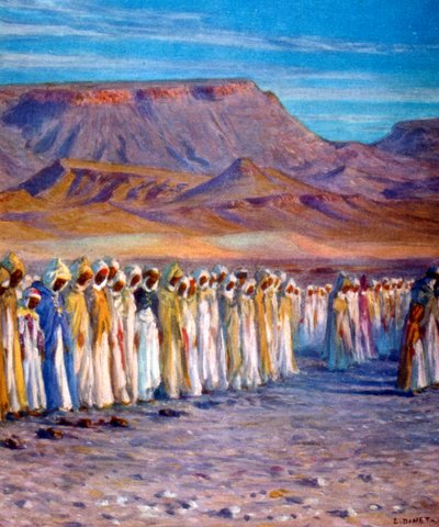 Illustration Depicting Moslem Arab Pilgrims En-route to Mecca by Alphonse Etienne Dinet