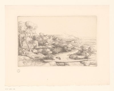 Landscape with Plank Over a River by Alphonse Legros (attributed to)