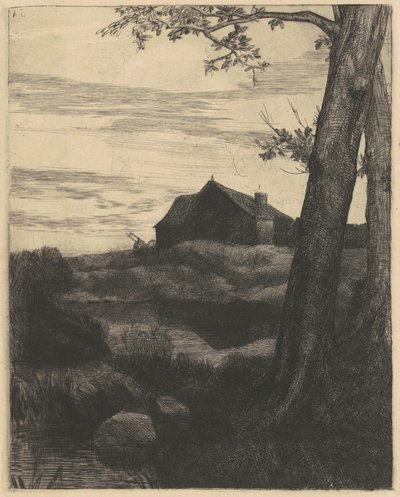 Farm with a Large Tree by Alphonse Legros