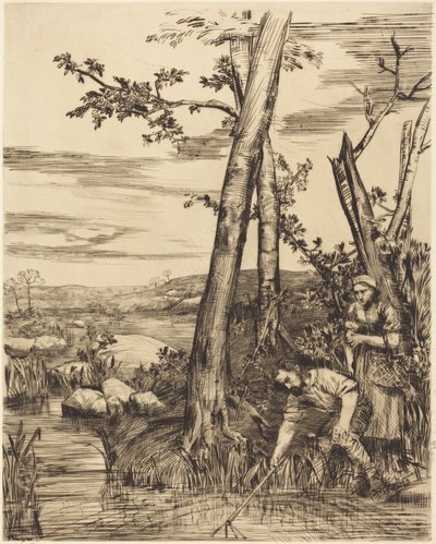 Fishing for Crayfish by Alphonse Legros