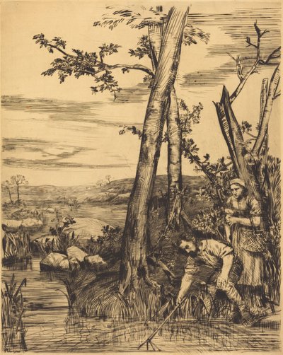 Fishing for Crayfish by Alphonse Legros