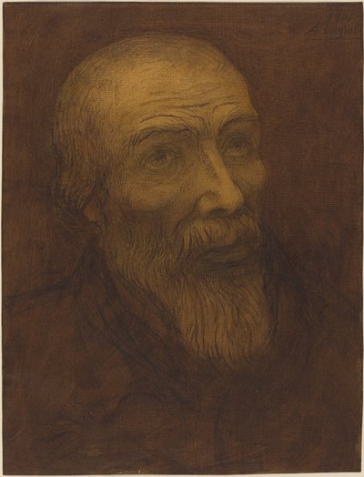 Head of a Bald Man with a Beard by Alphonse Legros